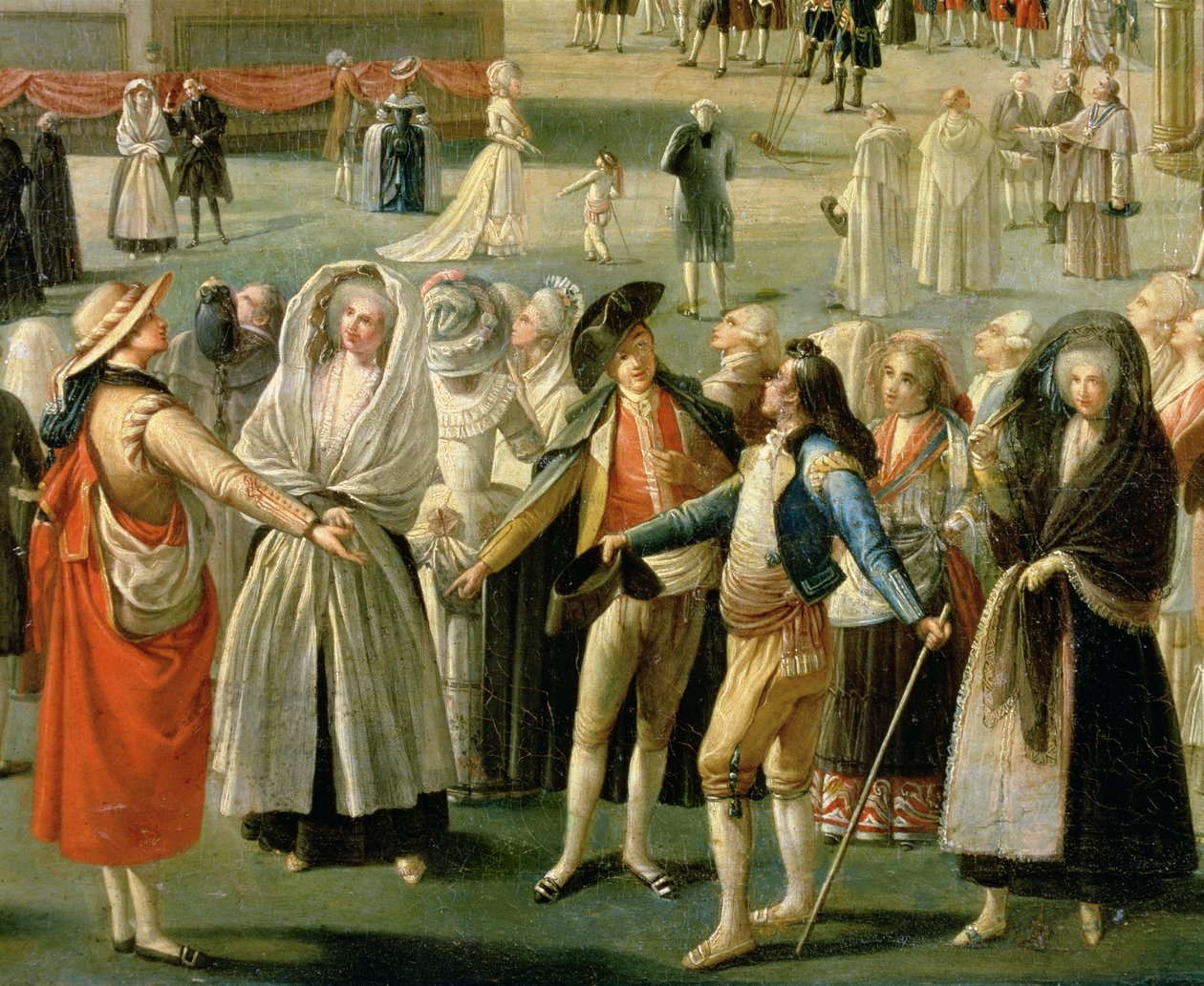 Opstigningen af en varmluftsballon i Madrid, detalje af mængden (olie på lærred) (detaljer) af Antonio Carnicero