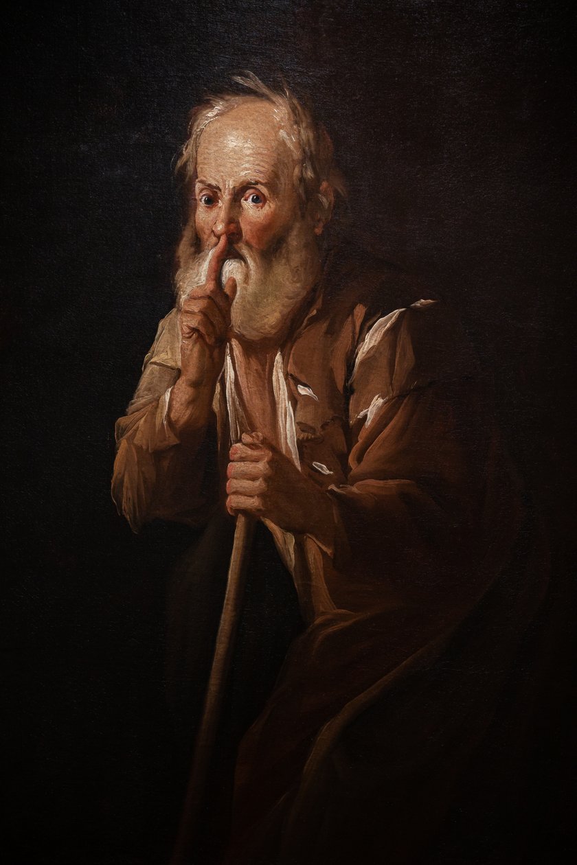 Gammel mand kalder på stilhed af Antonio Cifrondi