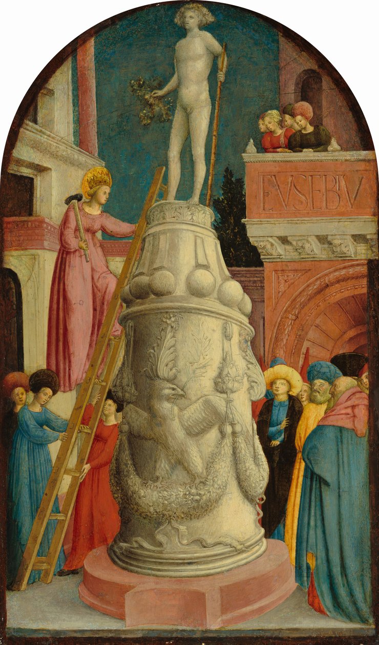 Sankt Apollonia ødelægger en hedensk afgud, ca. 1442-1445 (tempera på poppeltavle) af Antonio & D