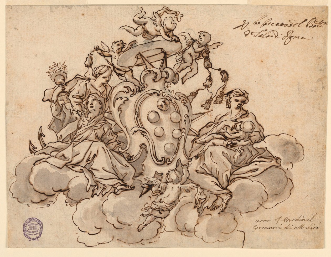 Design til et loft (?) maleri med kardinal Francesco Maria de