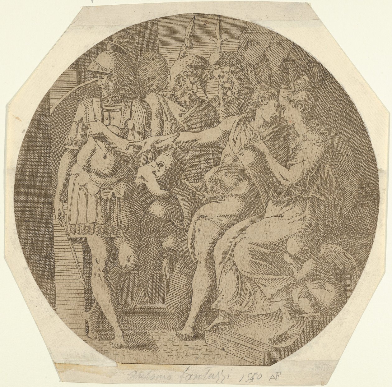 En mand, der siger farvel til en kvinde, 1540-45. af Antonio Fantuzzi