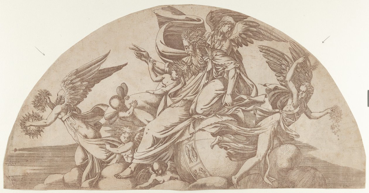 Gud siddende på verden, 1540-45. af Antonio Fantuzzi