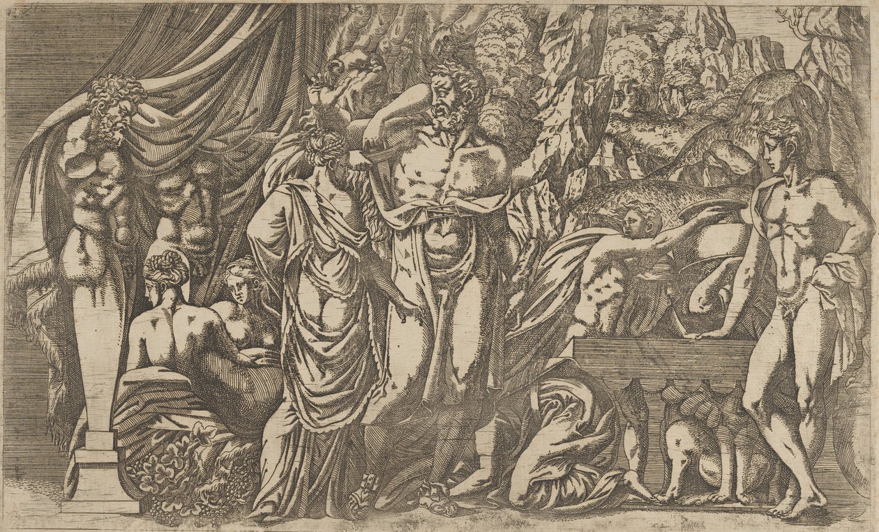 Herkules klædt som kvinde, 1540-45. af Antonio Fantuzzi