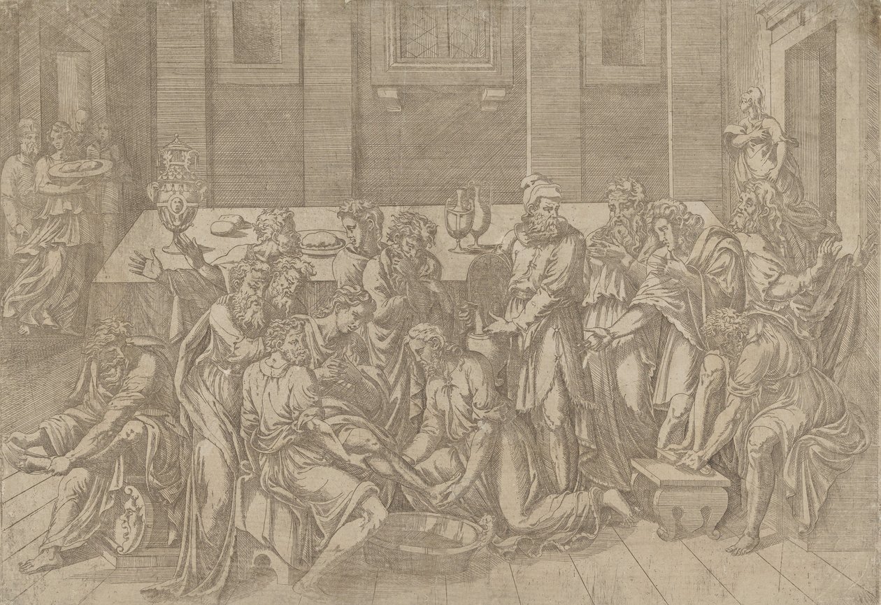 Jesus vasker disciplenes fødder, 1540-45. af Antonio Fantuzzi