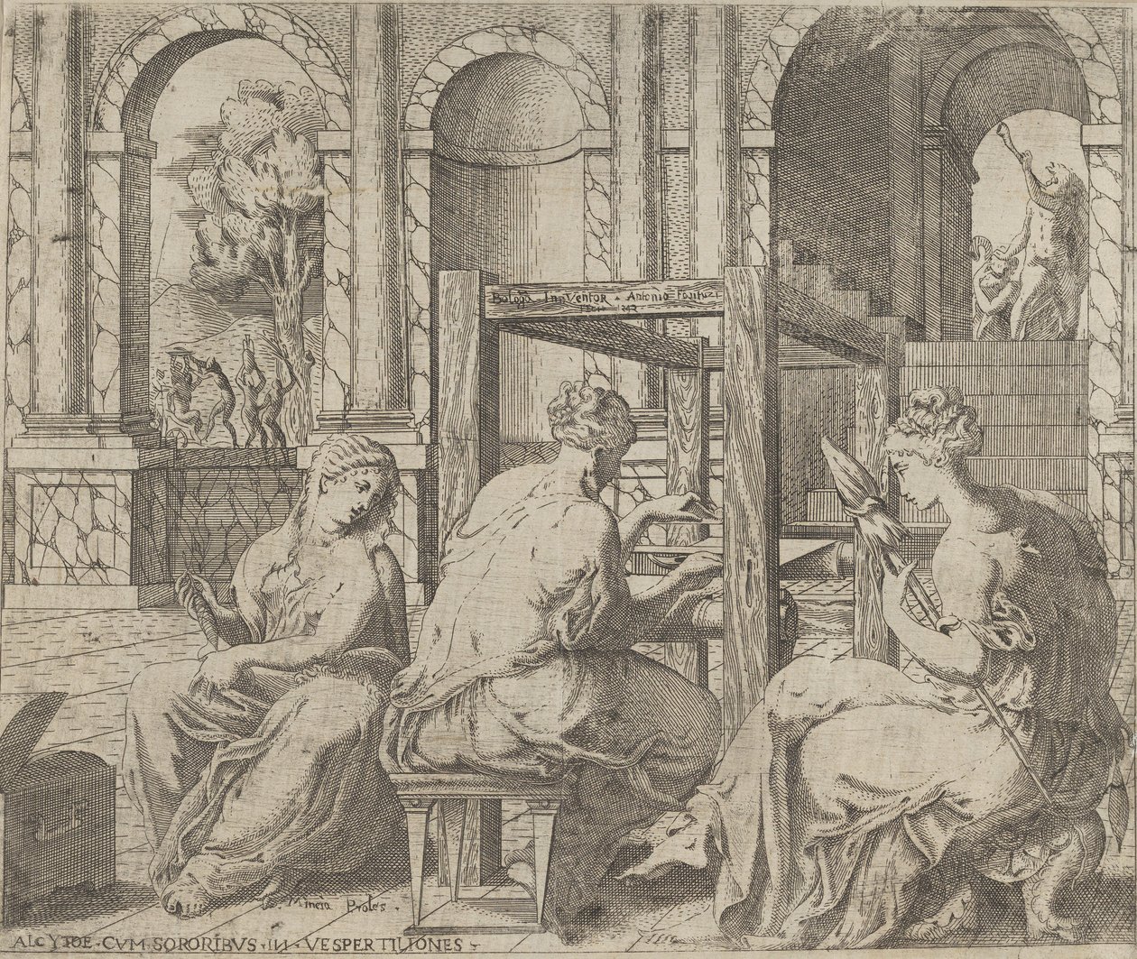 Minyas døtre, 1545. af Antonio Fantuzzi