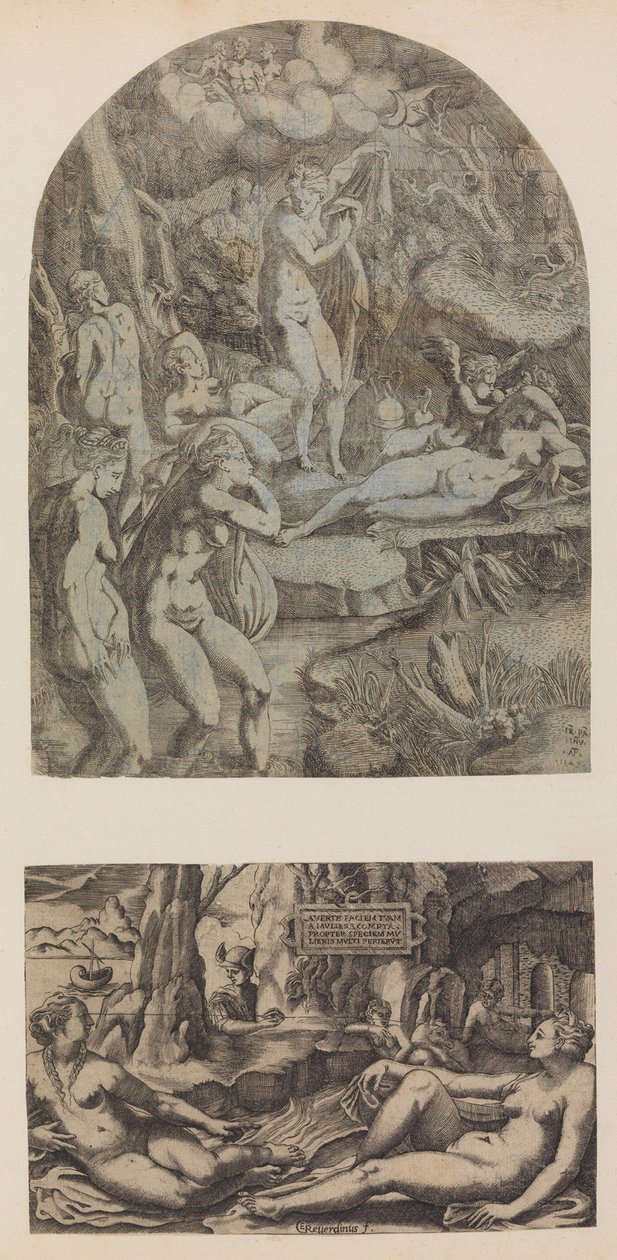 Venus og nymfer bader, 1543. af Antonio Fantuzzi