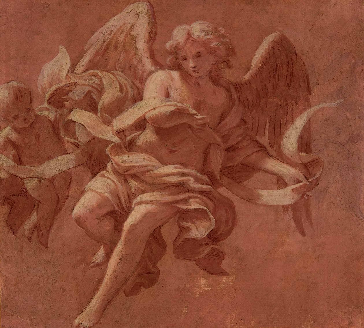 Putto og Angel Holder en Banderole, 1706 af Antonio Franchi