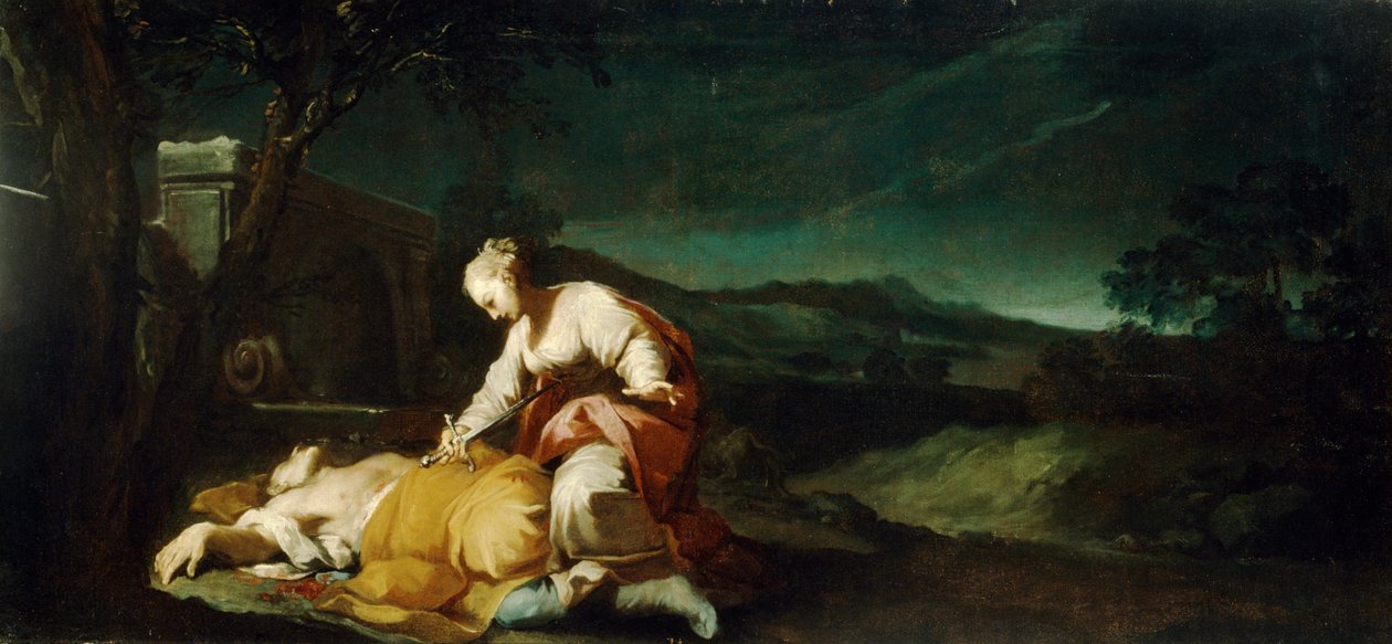 Pyramus og Thisbe, af Antonio Gionima (1697-1732). af Antonio Gionima