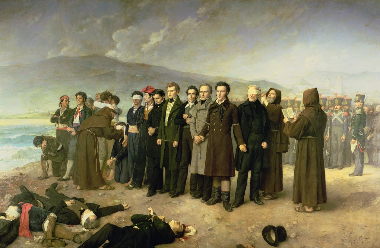Henrettelse af Jose Maria de Torrijos y Uriarte (1791-1831) og hans ledsagere i 1831, 1888 af Antonio Gisbert