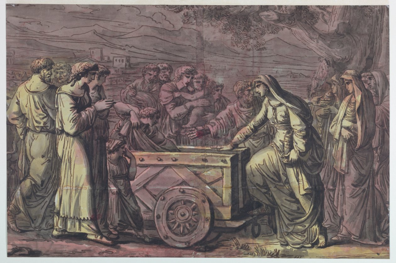 Lucius Albinius redder de vestalske jomfruer af Antonio Giuseppe Basoli