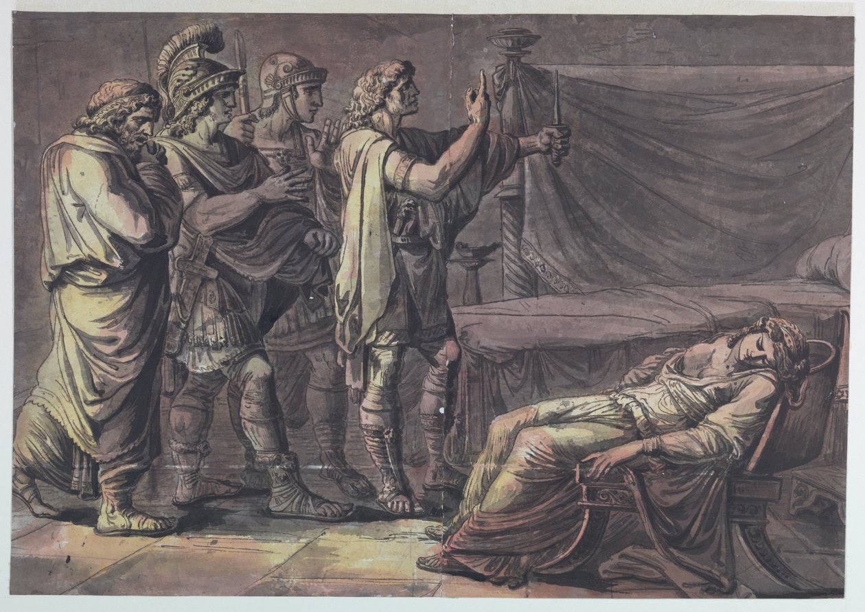 Nero finder liget af sin mor, Agrippina af Antonio Giuseppe Basoli