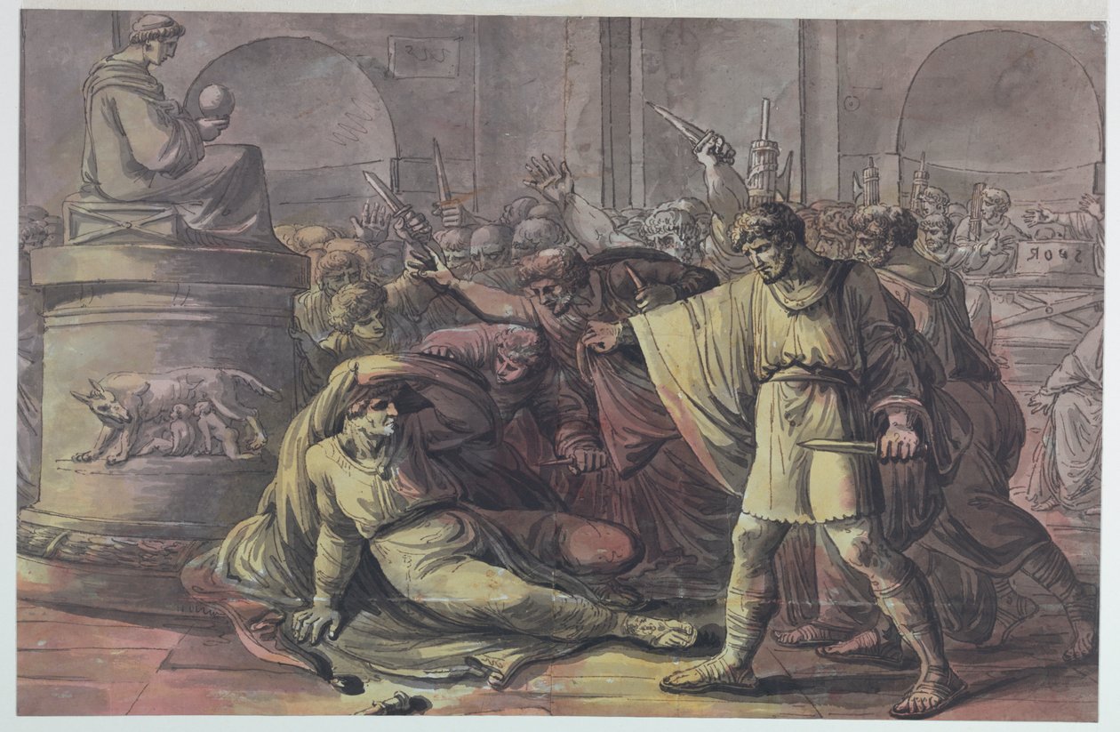 Julius Cæsars død af Antonio Giuseppe Basoli