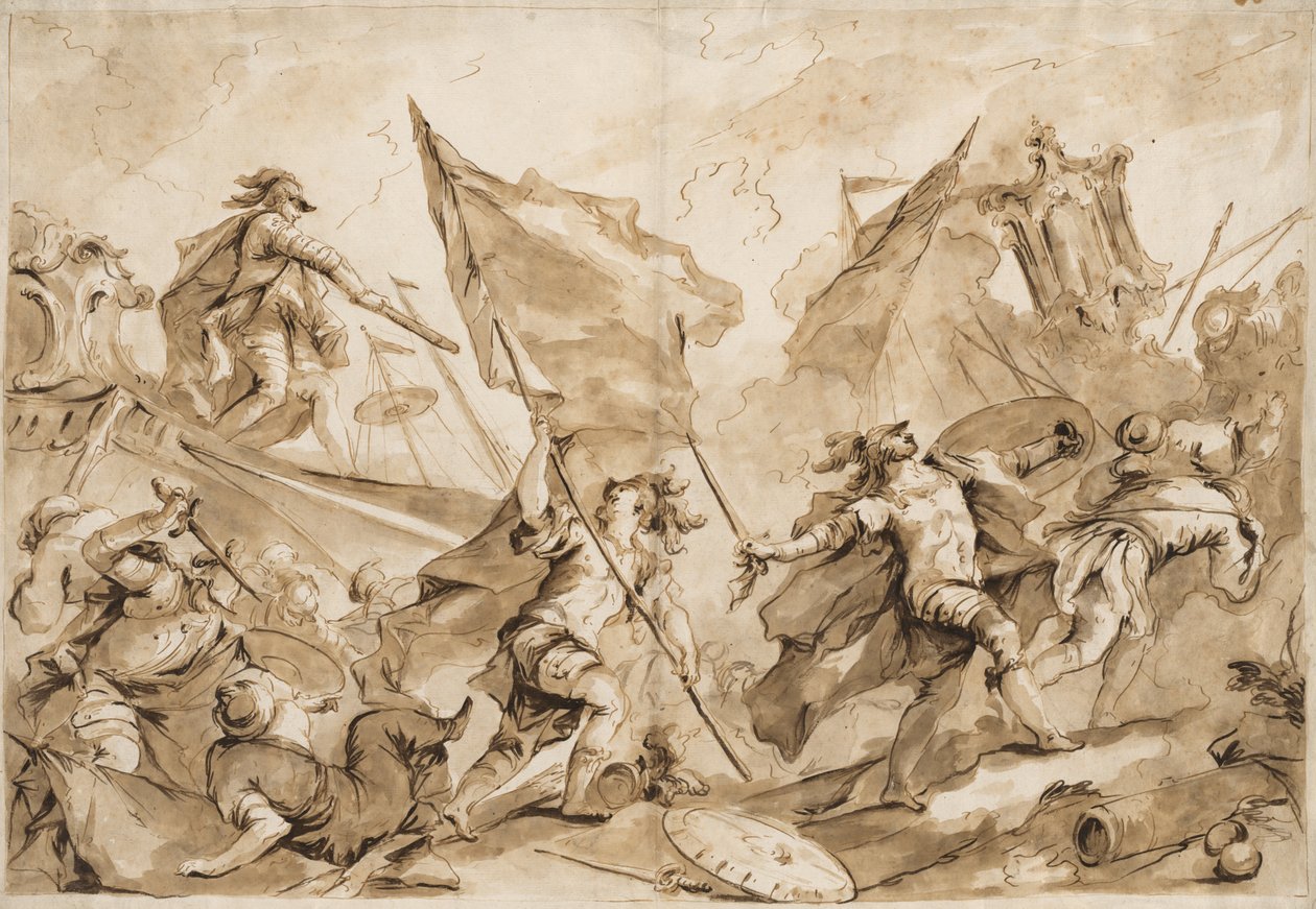 Jacopo Marcello leder angrebet på Gallipoli af Antonio Guardi