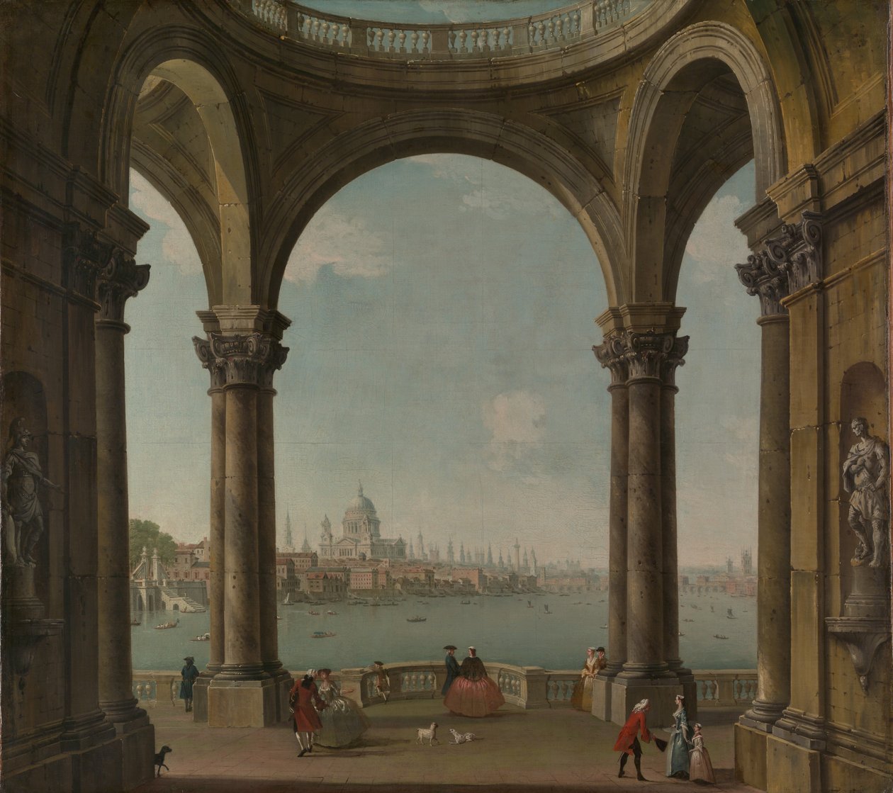 Capriccio med St. Pauls og Old London Bridge. af Antonio Joli