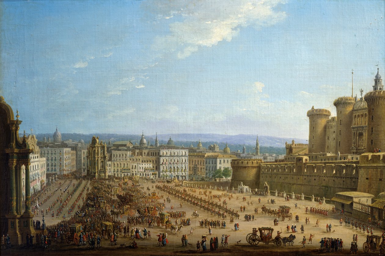Festival Of Four Altars In Napoli, ca 1757, af Antonio Joli (1700-1777), olie på lærred, 52,1x78,7, Italien af Antonio Joli