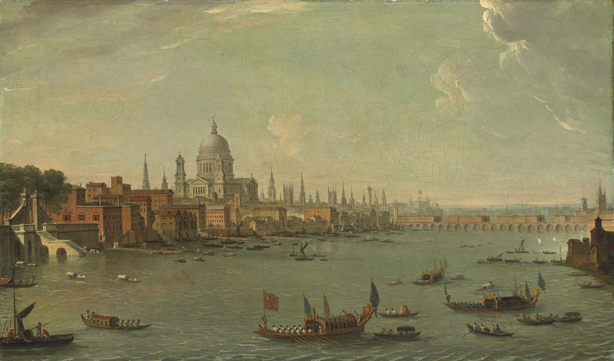 Fire udsigter over London: Themsen ser mod St. Pauls af Antonio Joli