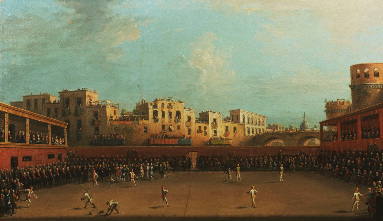Kong Ferdinand IV og dronning Caroline af Napoli deltager i et spil Palla a Bracciale, af Antonio Joli