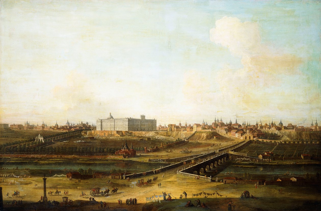 Madrid og Palacio Real fra Vestbredden af Manzanares, 1752-53 af Antonio Joli