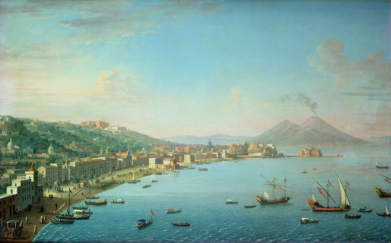 Napoli fra bugten med Vesuv i baggrunden af Antonio Joli