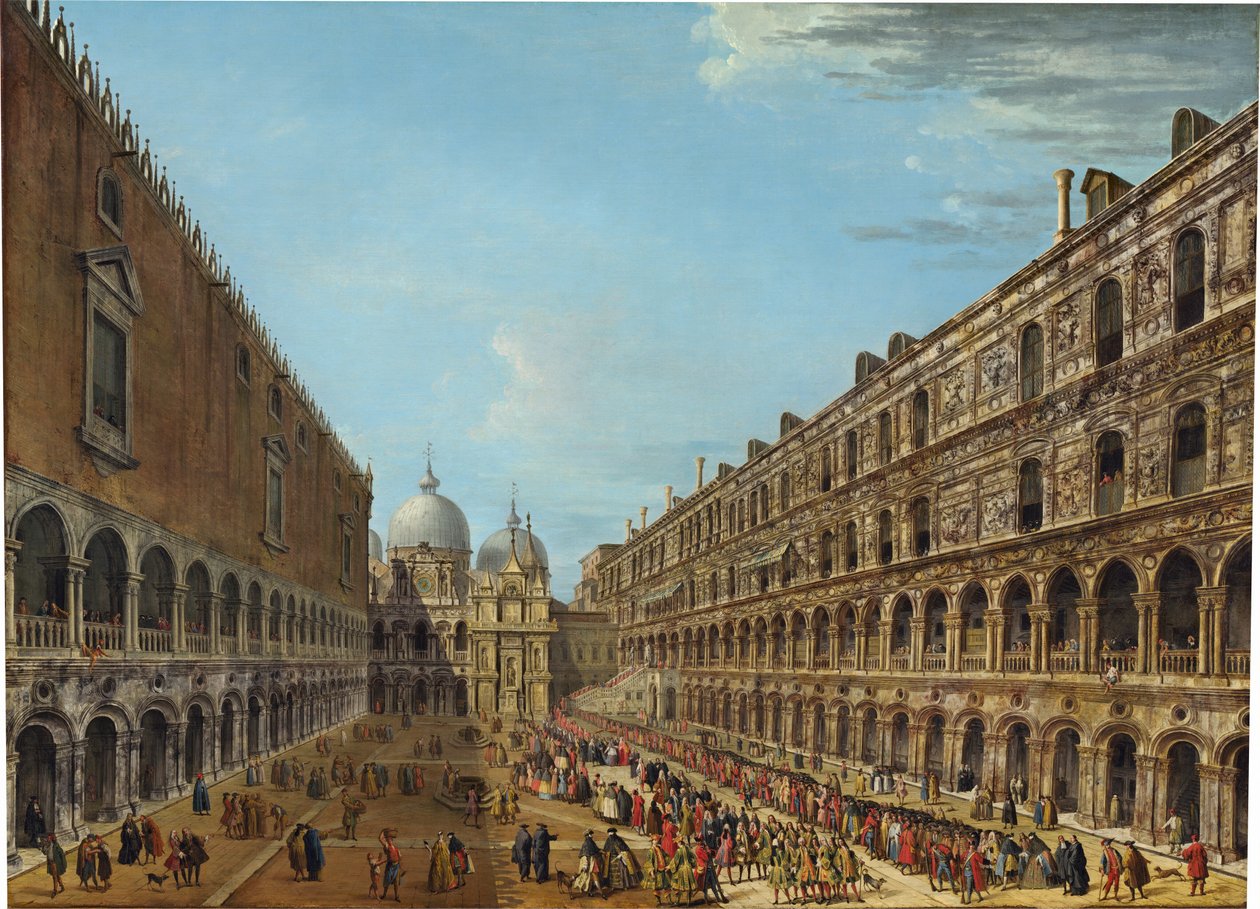 Procession i gården til det hertuglige palads, Venedig af Antonio Joli