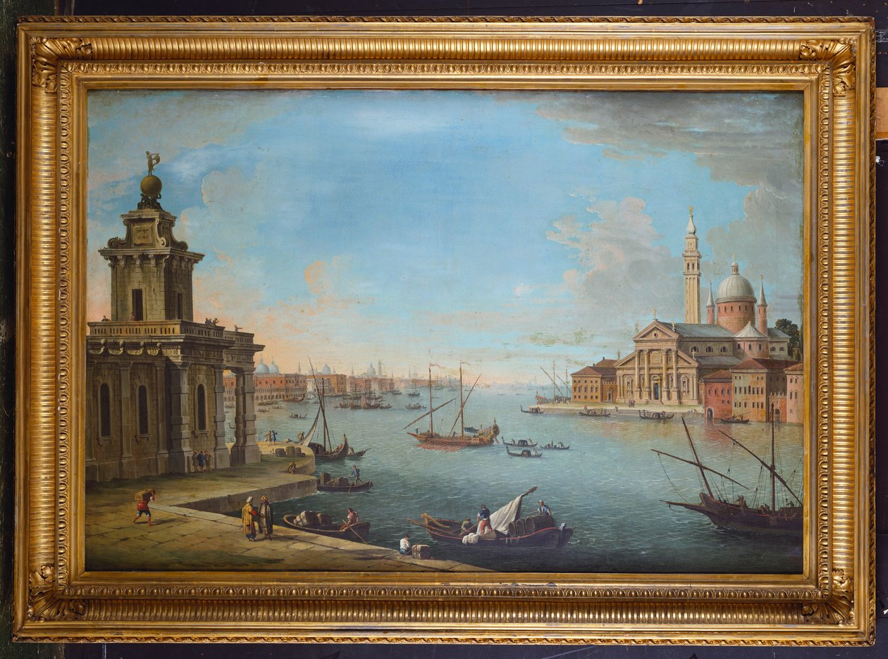 Bacino di San Marco, Venedig, med udsigt mod øst, med kirken San Giorgio Maggiore og Dogana af Antonio Joli