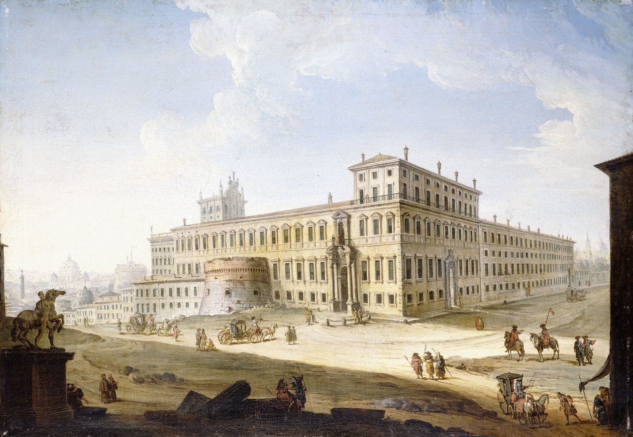 Piazza del Quirinale, med Castel Sant "Angelo og Saint Peter" bagved, af Antonio Joli