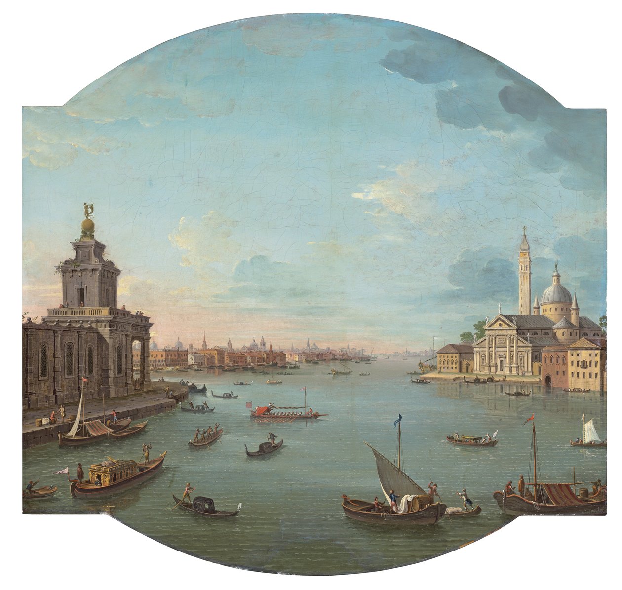 Udsigt over San Giorgio Maggiore, Venedig, med Punta della Dogana i forgrunden af Antonio Joli