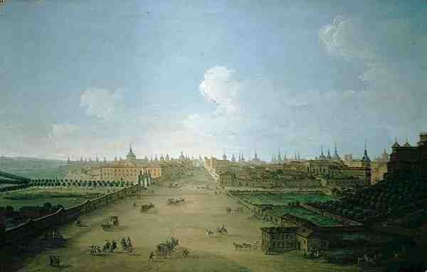 Udsigt over Calle de Atocha, Madrid (olie på lærred) af Antonio Joli