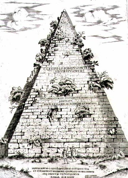 Pyramiden af Caius Cestius bygget c.12 f.Kr., Rom af Antonio Lafreri