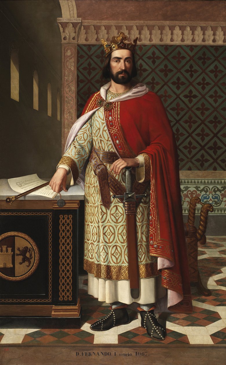 Portræt af kong Ferdinand I af Leon (1016-1065) (Portræt af Ferdinand I af Leon kaldet den store) Maleri af Antonio Maffei Rosal (1817-1868) 1855 Palacio de las Cortes, Madrid af Antonio Maffei Rosal