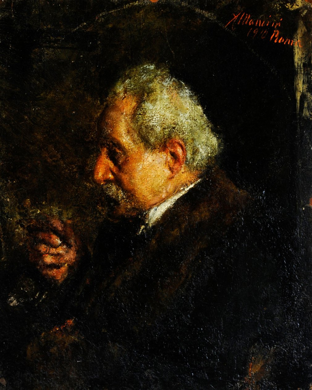 Portræt af kunstnerens far af Antonio Mancini