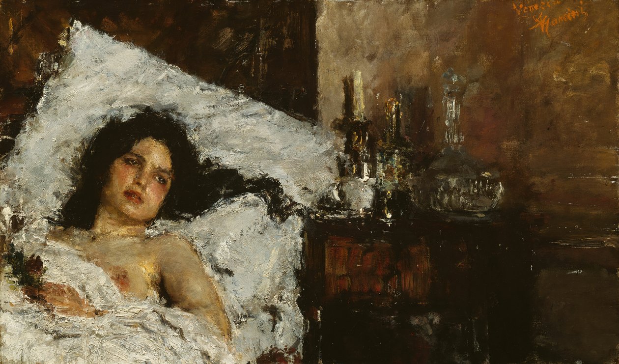 Hvile, c. 1887. af Antonio Mancini