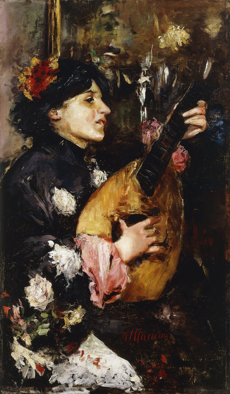 Kvinde med mandolin, af Antonio Mancini