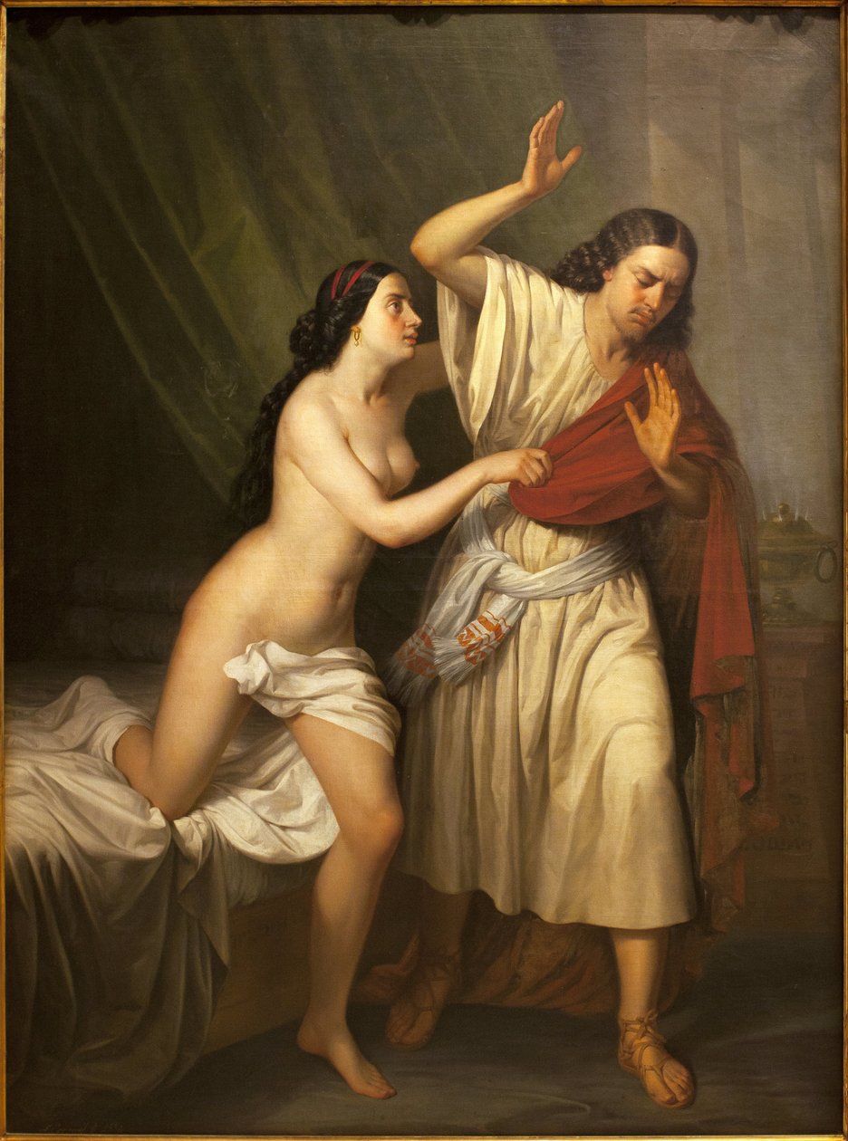 Josef og Putifars (Potifar) hustru. Maleri af Antonio Esquivel (1806-1857), olie på lærred af Antonio María Esquivel y Suárez de Urbina