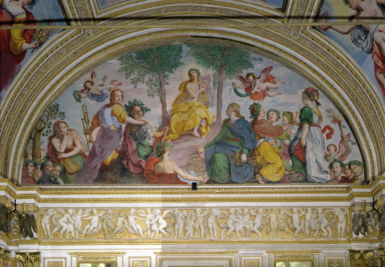 Spejlsalen, Apollo og muserne (fresco) af Antonio Maria Viani