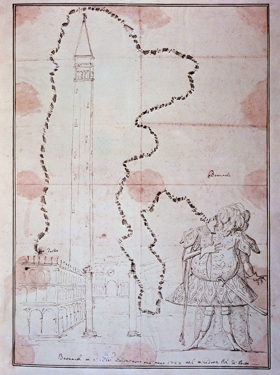 Portræt af Antonio Bernacchi, italiensk castrato (Tegnefilm af Antonio Maria Zanetti