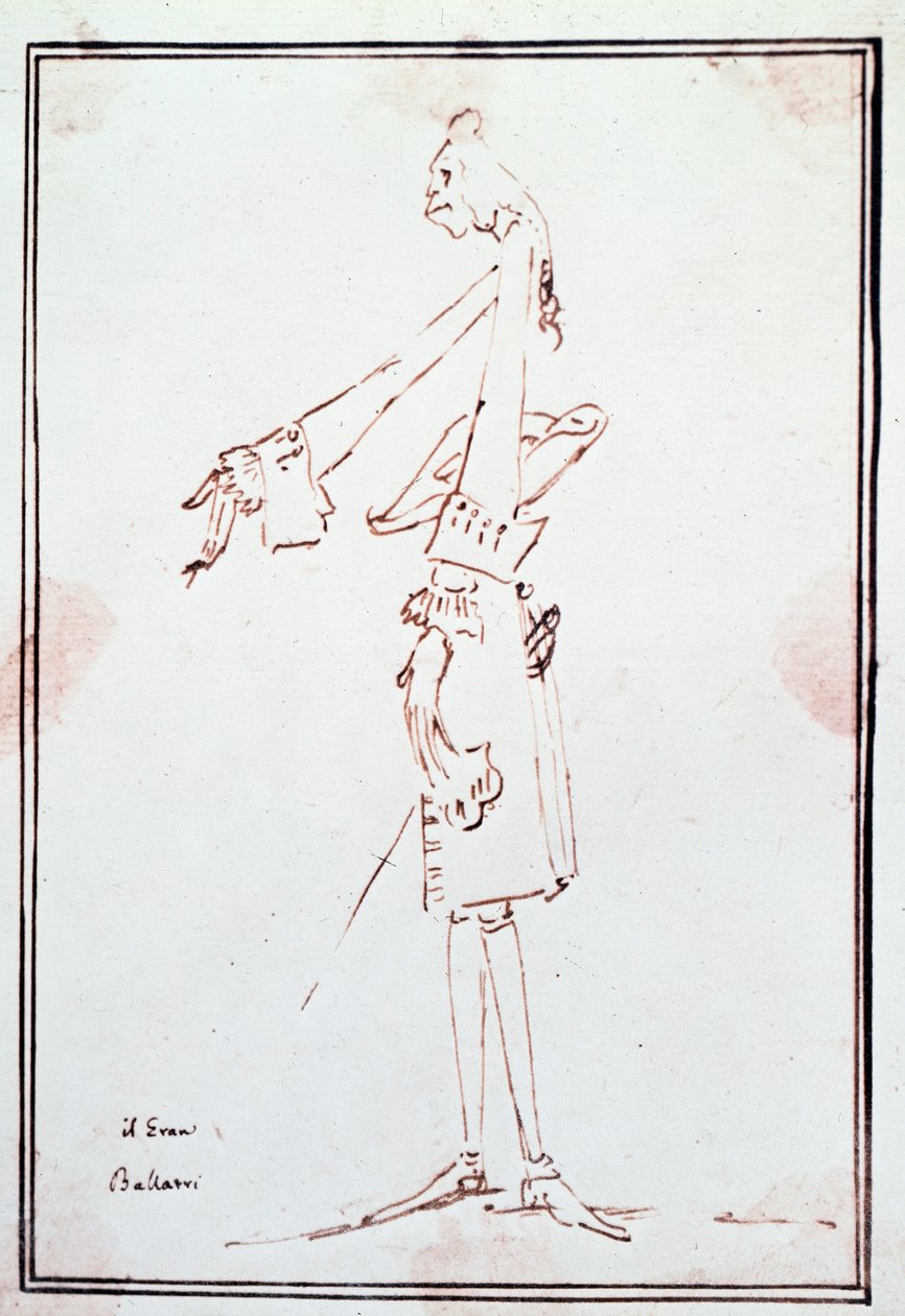 Portræt af Filippo Balatri (1676-1756) italiensk kastrat (castrato) Karikatur af Anton Maria Zanetti (1679Ð1767). 1700-tallets privatsamling af Antonio Maria Zanetti