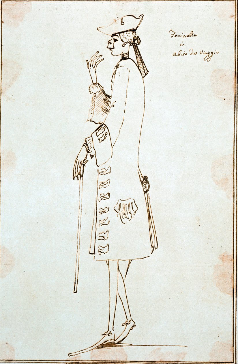 Portræt af kastratsangeren Carlo Broschi dit Farinelli (1705-1782) repræsenterer under hans rejse til Venedig for at opføre Tommaso Albinonis La Didone abandonnata ”” ”omkring 1725. Tegning af Anton Maria Zanetti (1680-1767) Venedig Fondazione Cini af Antonio Maria Zanetti