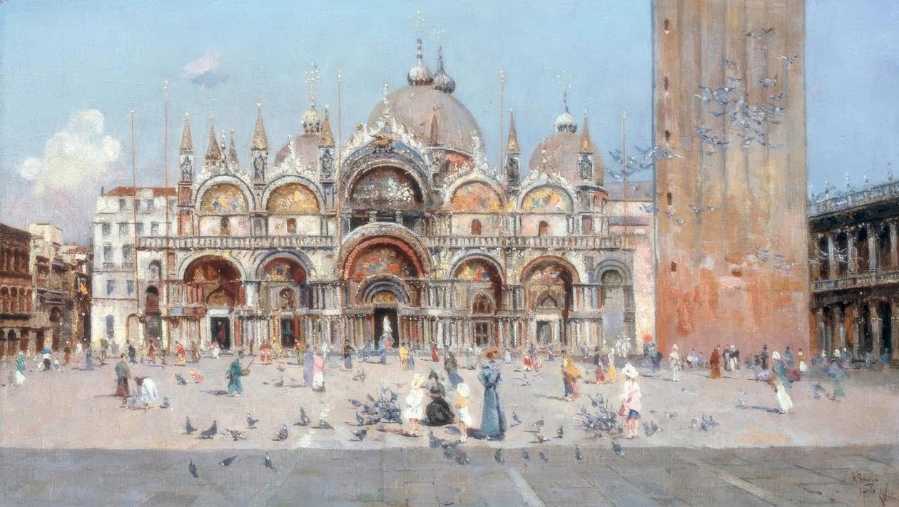 Piazza San Marco i Venedig af Antonio Maria de Reyna Manescau