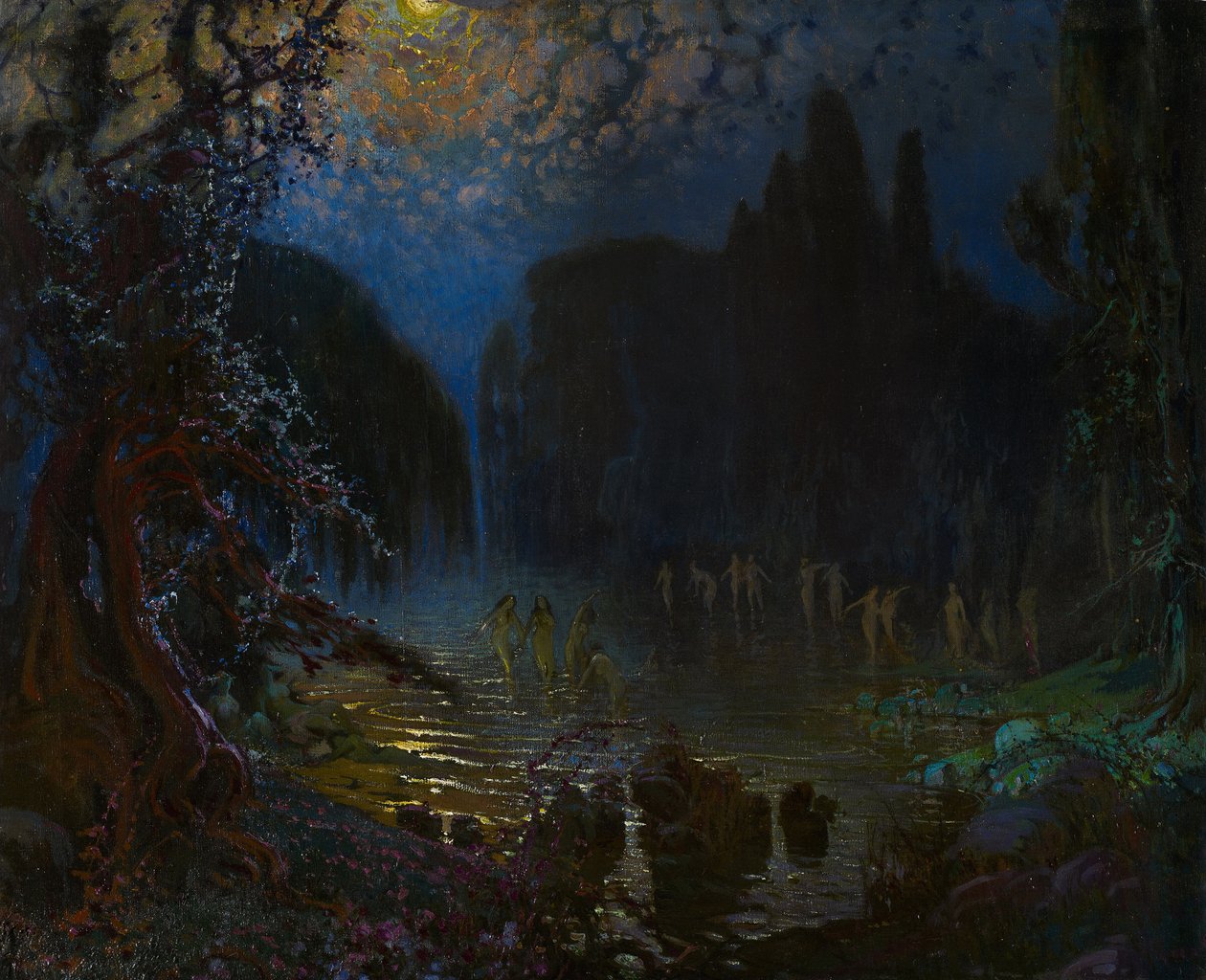 Badning af nymferne - Munoz Degrain, Antonio (1840-1924) - ca. 1915 - Olie på lærred - 76,5x93,5 - Museo Carmen Thyssen, Malaga af Antonio Munoz Degrain