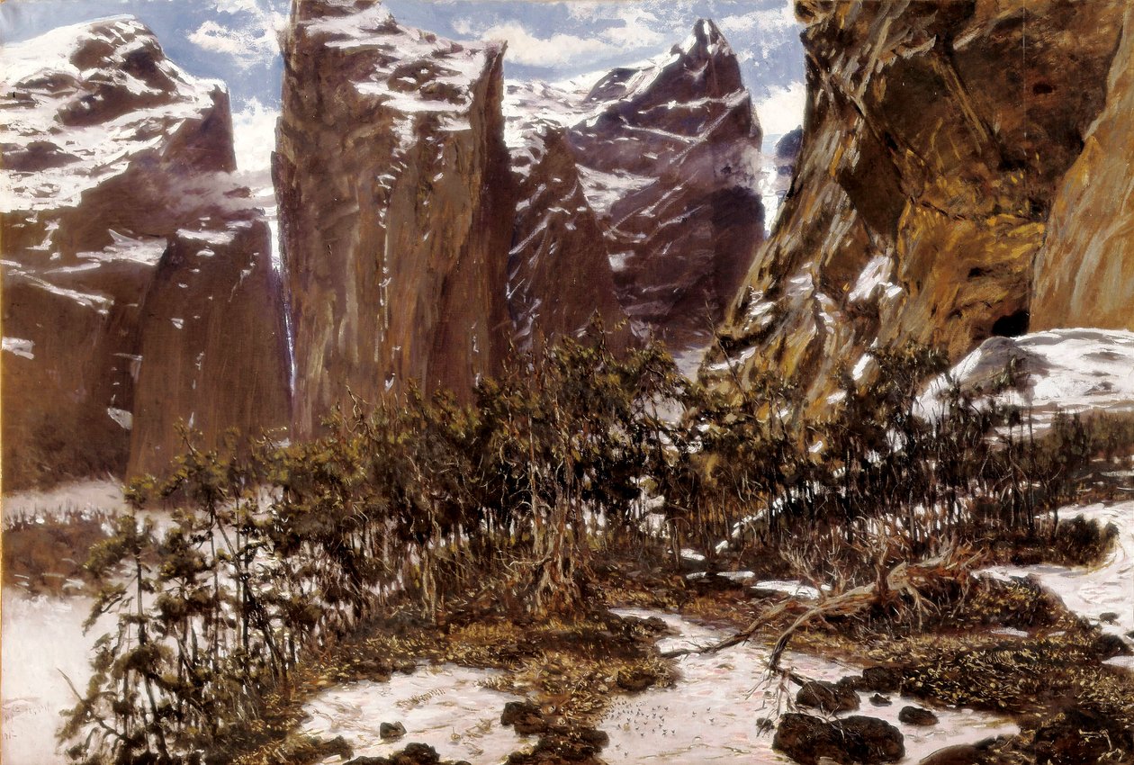 Roncesvalles (eller Roncesvalles på spansk). Landskab i det nordlige Spanien. Maleri af Antoni MUNOZ i DEGRAIN (1841-1924), slutningen af det 19. århundrede. Olie på lærred. Spanien, Valencia, Museo de Bellas Artes San Pio V. af Antonio Munoz Degrain