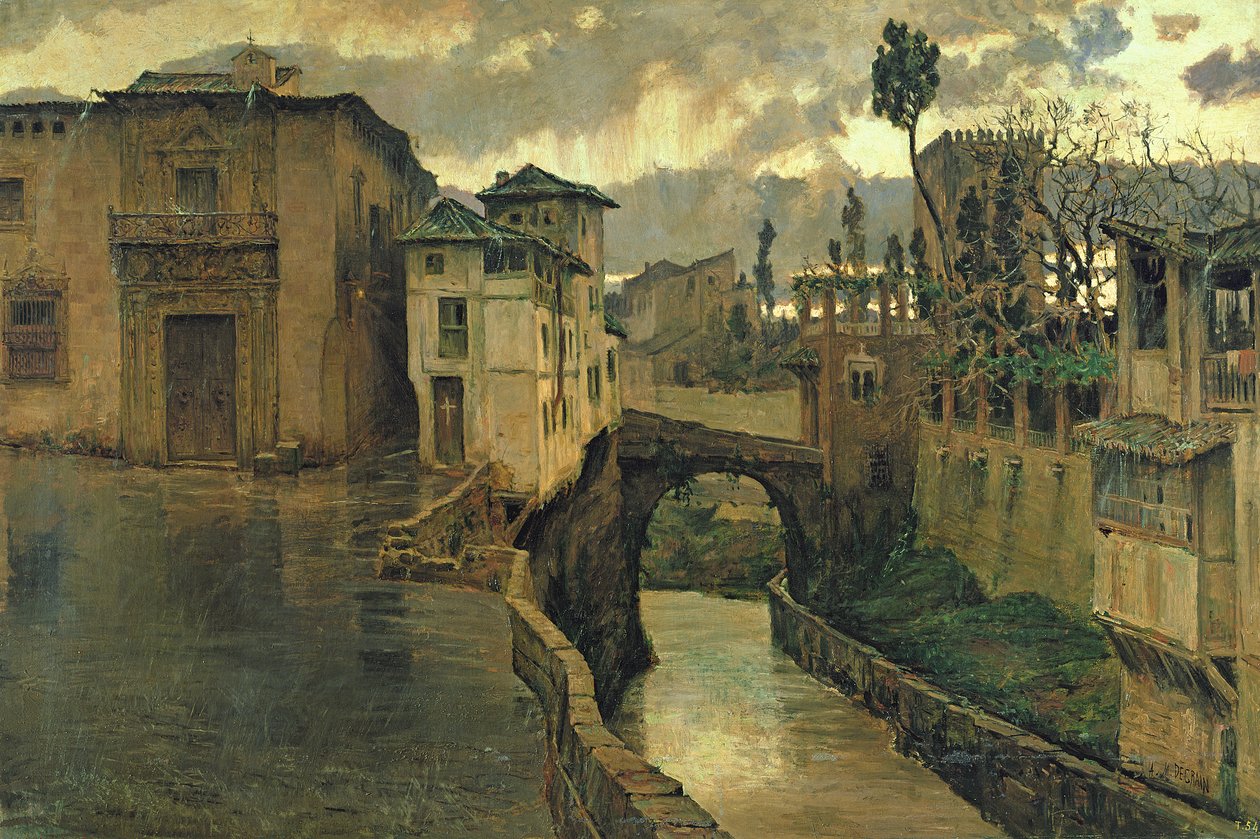 Gadescene i Granada af Antonio Munoz Degrain