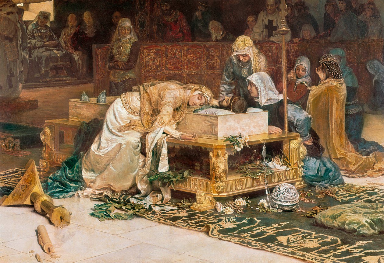 "The Lovers of Teruel", maleri af Antoni Munoz i Degrain (1841-1924). Detalje. 1884 af Antonio Munoz Degrain