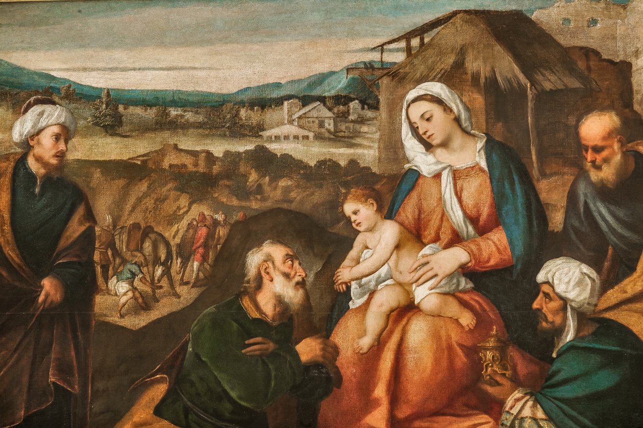 Adoration of the Magi, detalje af 2384624 (olie på lærred) af Antonio Palma