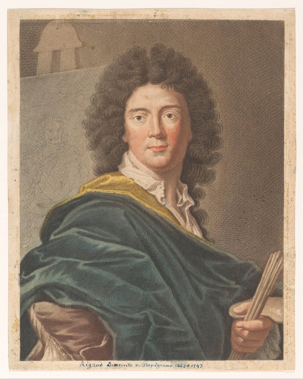Portræt af kunstneren Hyacinthe Rigaud Portrætter af kunstnere (serietitel) af Antonio Pazzi