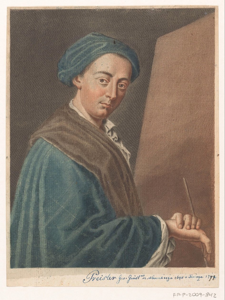 Portræt af kunstneren Johann Justin Preissler Portrætter af kunstnere (serietitel) af Antonio Pazzi