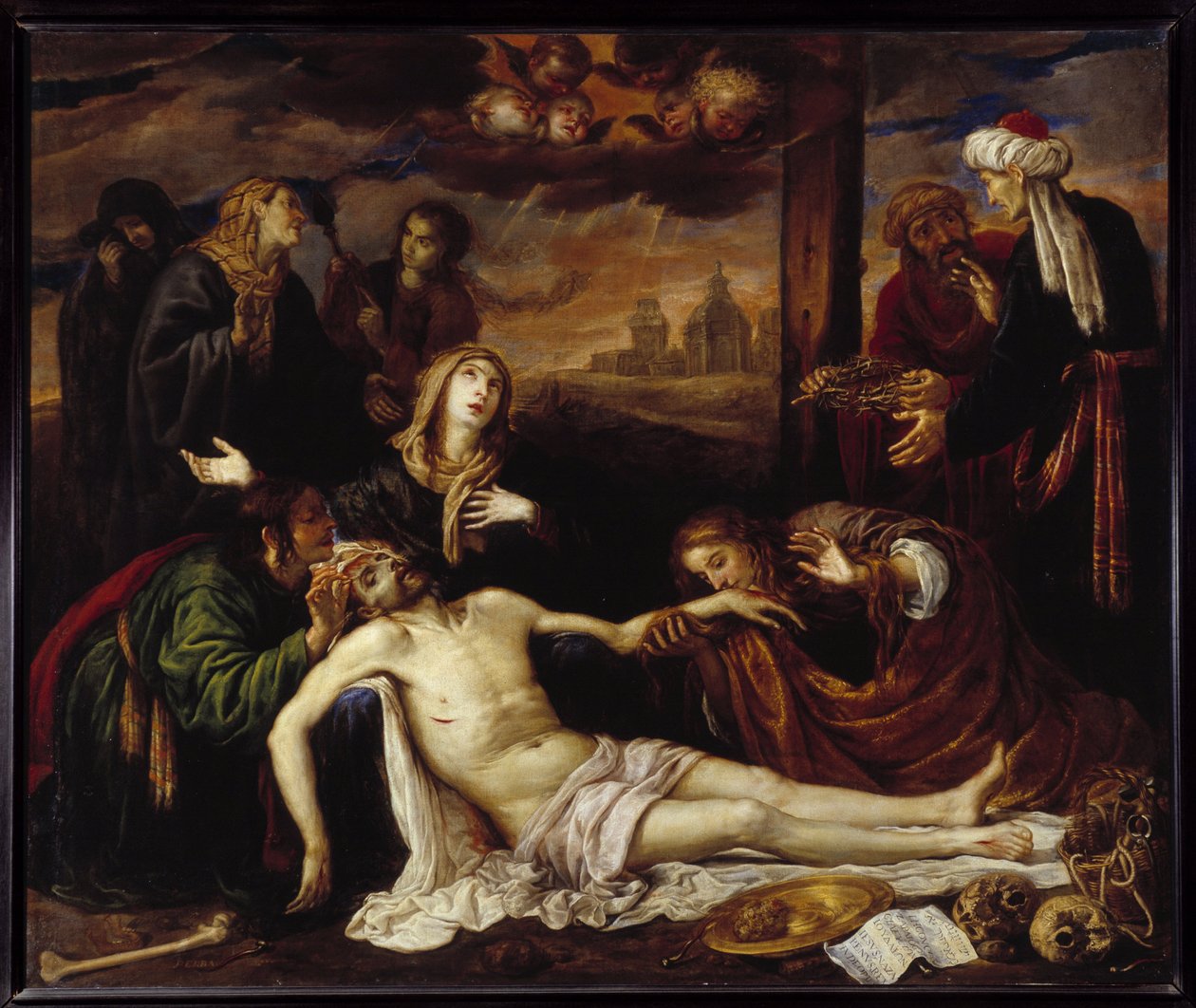 Afsætning af korset eller Pieta (olie på lærred) af Antonio Pereda y Salgado
