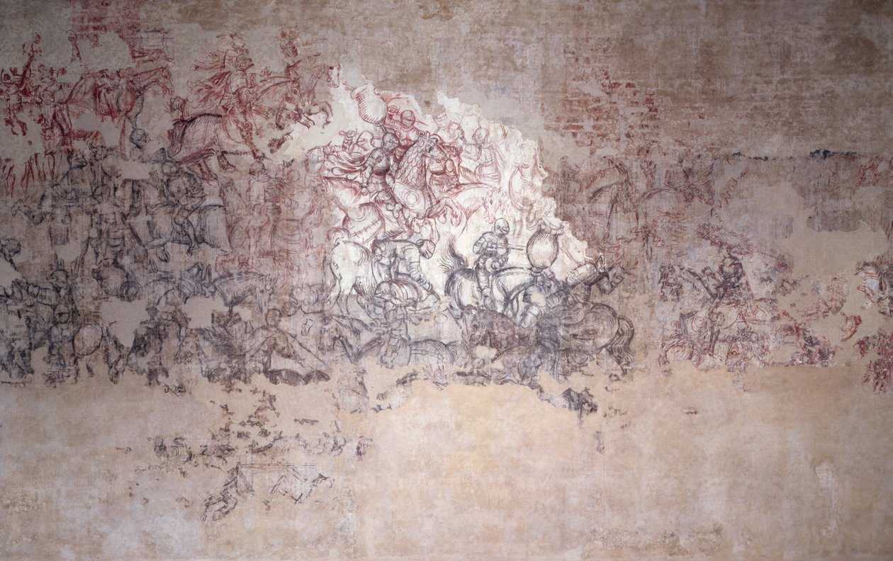 Battle Tournament, fragment af vægmaleri fra Sala del Pisanello (tidligere Sala dei Principi) (sinopia) af Antonio Pisanello