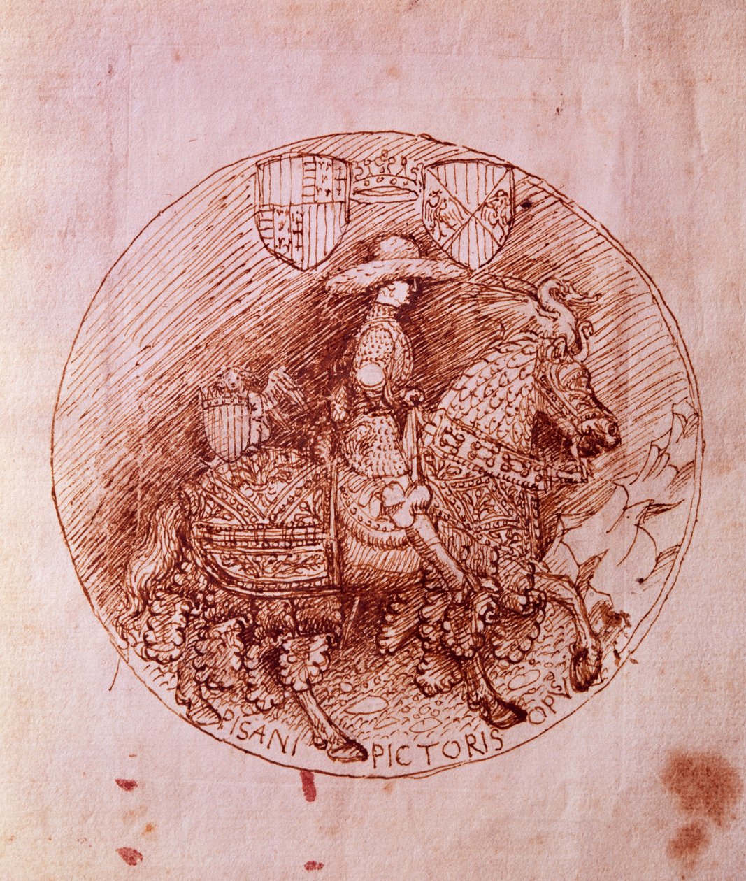 Design af Alfonso af Aragons medalje, af Antonio Pisanello (1395-1455) af Antonio Pisanello