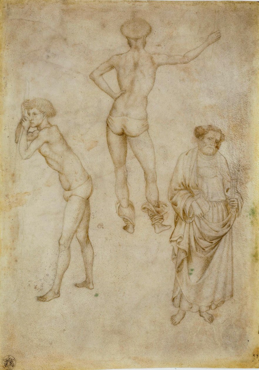 ""Figures masculines et saint Pierre"" (To mandlige figurstudier og Sankt Peter) Etude Dessin d